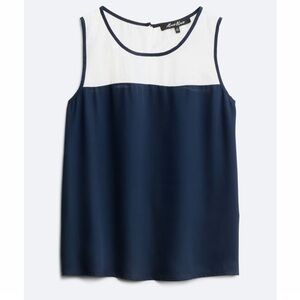 Alice Blue Calleey Colorblock Blouse Navy and White Sleeveless Top